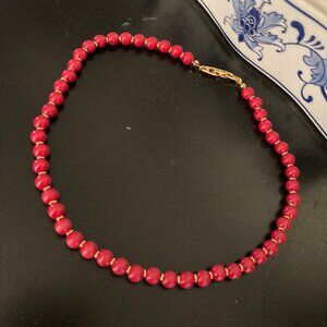 Napier Vintage 80's Red Gold Beaded Choker